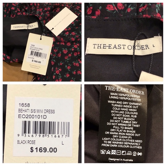 Revolve The East Order Behati Womens Liberty Floral Dress Size L Sheer Smocked - Picture 15 of 16